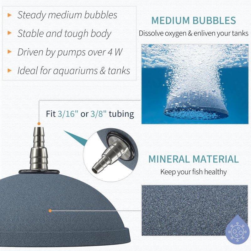 Pawfly Aquarium Air Stone 4 Inch Bread, Fish Tank Air Stone Oxygen Diffuser for Air Pump Fish Tank Bucket Pond and DWC Reservoir, 2 Pack - Image 3